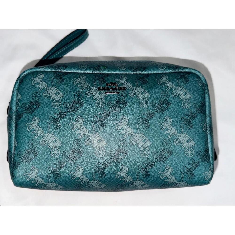 Coach Boxy Cosmetic Case With Horse And Carriage Print